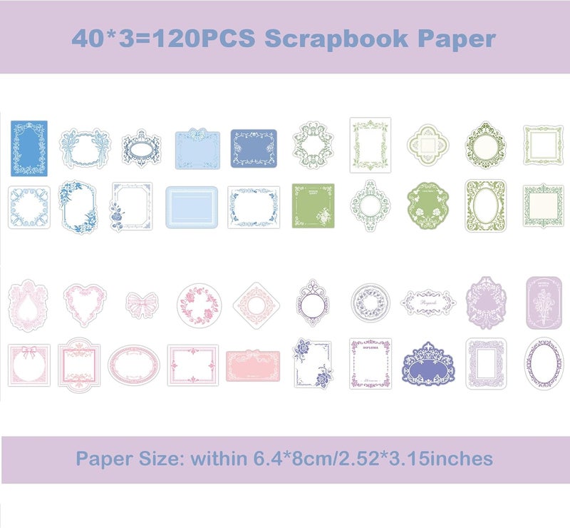 MAXLEAF 120pcs Vintage Scrapbooking Letter Writing Paper for Journaling Supplies, Aesthetic Decorative Craft Material Paper for Junk Journals Planner Scrapbook - Image 3